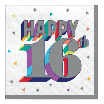 Image de 16th - Here's To 16 Beverage Napkins