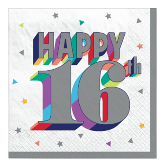 Picture of 16th - Here's To 16 Beverage Napkins