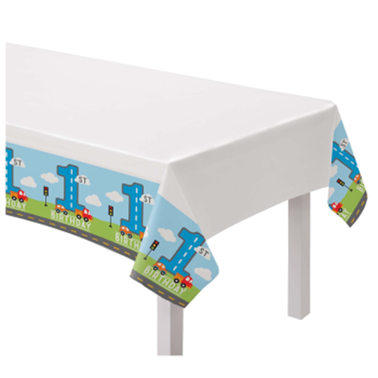 Image sur On the Road 1st Birthday Plastic Tablecover