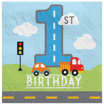 Image de On the Road 1st Birthday Beverage Napkin