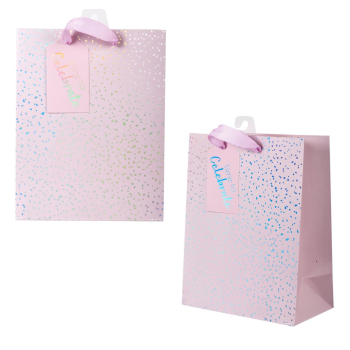 Image de DLX PINK IRIDESCENT CONFETTI GIFT BAG - MED