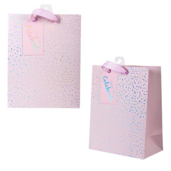 Picture of DLX PINK IRIDESCENT CONFETTI GIFT BAG - MED