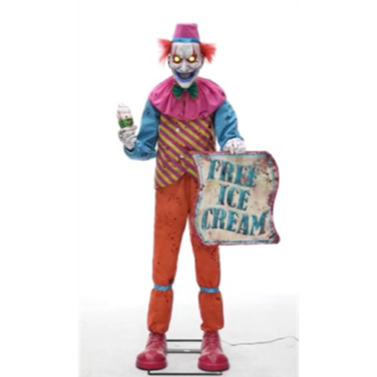 Image sur 6' ANIMATED NEON ICE CREAM CLOWN PROP