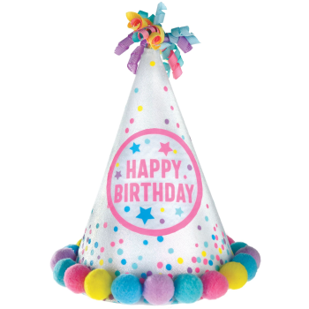 Picture of Wearables - Pastel Party Pom Pom Cone Hat