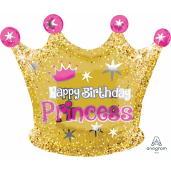 Image sur 18" HAPPY BIRTHDAY GOLD CROWN JUNIOR SHAPE