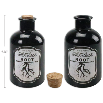 Image de DECOR - GLASS BLACK BOTTLE  WITH CORK 5"