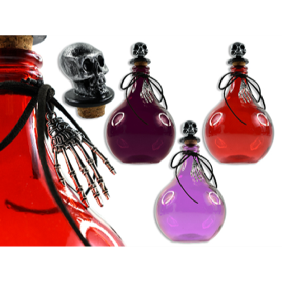 Image sur DECOR - GLASS BOTTLE SKULL TOPPER 6"