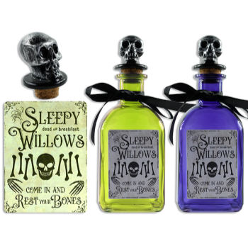 Image de DECOR - GLASS BOTTLE SKULL TOPPER 6.5"