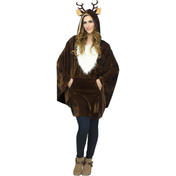 Image de Hollyday Plush Poncho Assortment - Adult - REINDEER with hoodie