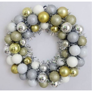 Image de DECOR - GLITTER BALL WREATH - SILVER/GOLD