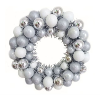 Image de DECOR - GLITTER BALL WREATH - SILVER/WHITE