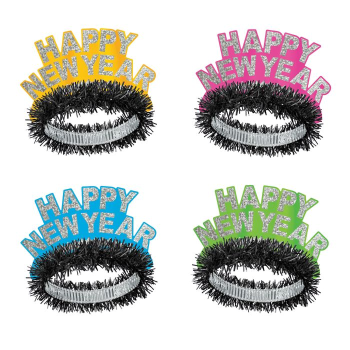 Picture of WEARABLES - HAPPY NEW YEAR TIARA - NEON TINSEL