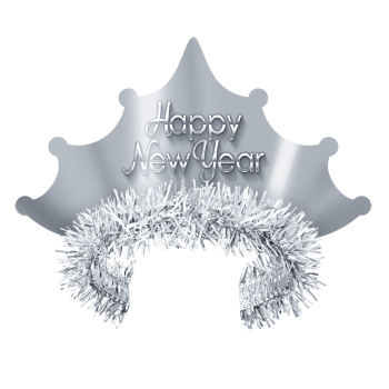 Picture of WEARABLES - HAPPY NEW YEAR TIARA - SILVER TINSEL