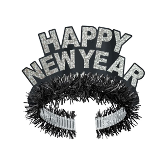 Image sur WEARABLES - HAPPY NEW YEAR TIARA - SILVER/BLACK TINSEL