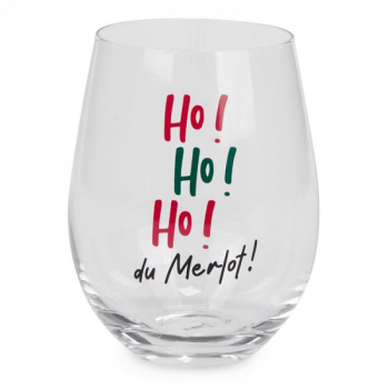 Image de DECOR - CHRISTMAS STEMLESS WINE GLASS - HOHOHO MERLOT....