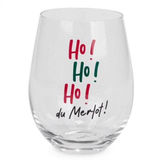 Image sur DECOR - CHRISTMAS STEMLESS WINE GLASS - HOHOHO MERLOT....