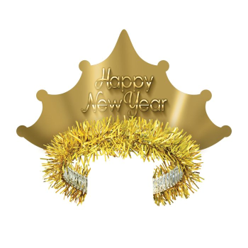 Picture of WEARABLES - HAPPY NEW YEAR TIARA - GOLDEN TINSEL