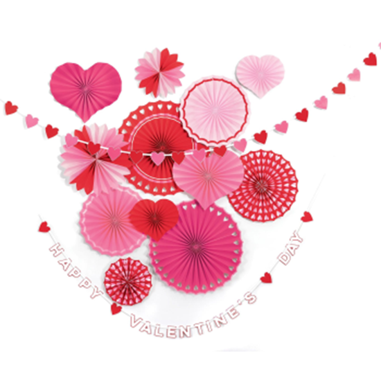 Picture of DECOR - Valentine's Day Paper Fan Decoration Kit