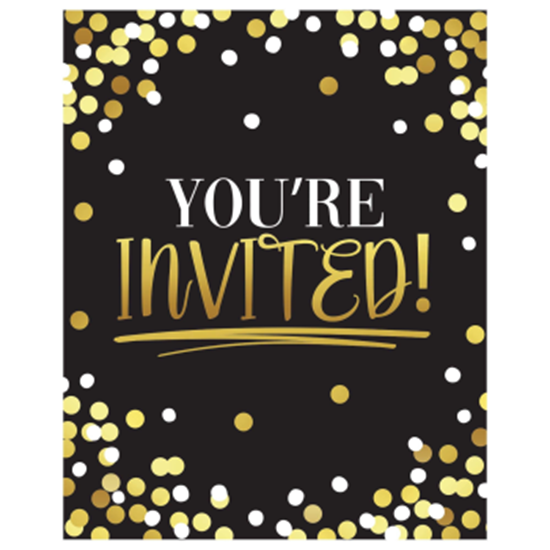 Picture of TABLEWARE - Black & Gold Birthday Postcard Invite