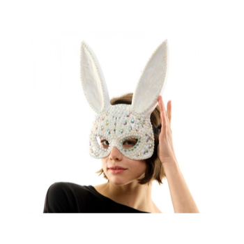 Image de MASK - Rhinestone Grey/White Bunny Mask