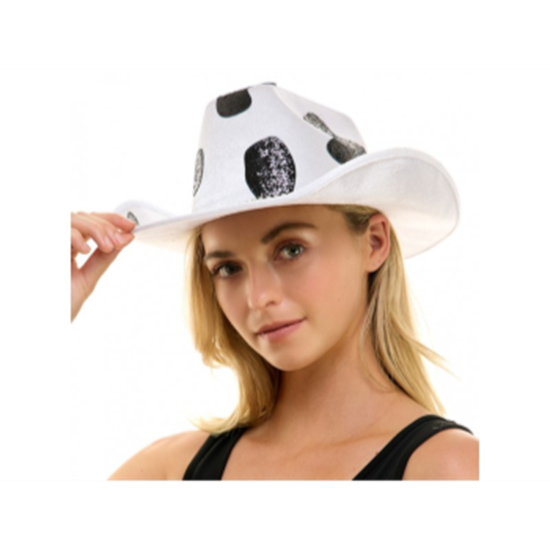 Image sur HAT - GLITTER COWPRINT COWBOY HAT