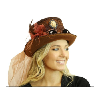Image de Steampunk Hat with Cameo and Brown Goggles