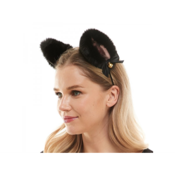 Image de ANIMALS - Furry Cat Ears w/Bell - BLACK