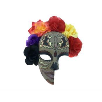 Image de DAY OF THE DEAD FLOWER - HALF FACE GREY MASK