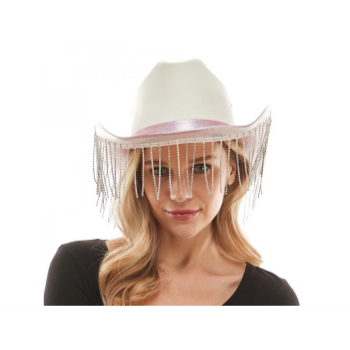 Image de HAT - Pink glitter cowgirl hat w/ diamond fringe