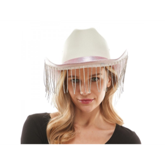 Image sur HAT - Pink glitter cowgirl hat w/ diamond fringe