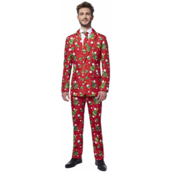 Picture of WEARABLES - CHRISTMAS TREES & RED STARS MEN'S SUIT - LARGE