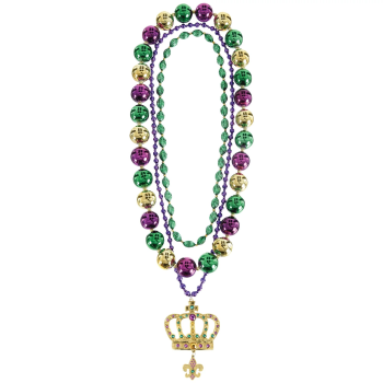 Picture of WEARABLES - Mardi Gras Layered Deluxe Crown Pendant Necklace