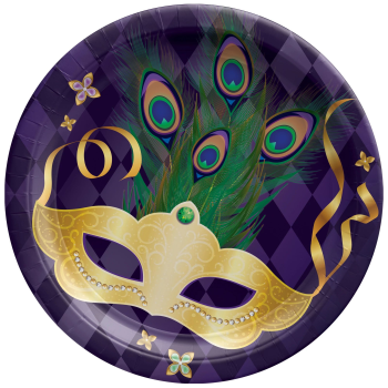 Image de TABLEWARE - Mardi Gras Masquerade 9" Round Plates