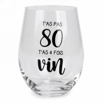 Image de 80 Stemless Wine Glass - t'as 4 fois vin