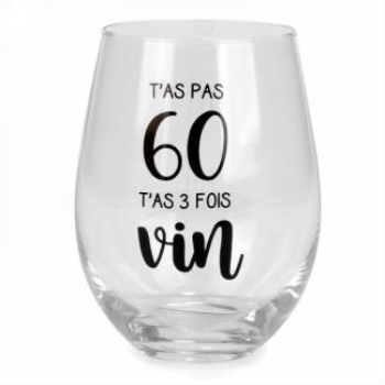 Image de 60 Stemless Wine Glass - t'as 3 fois vin