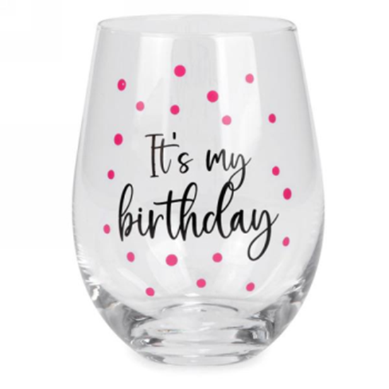 Picture of GIFTLINE - Stemless Wine Glass - It's My Birthday