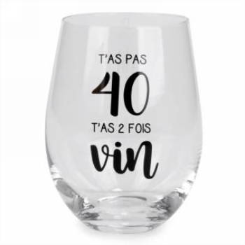 Image de 40 Stemless Wine Glass - t'as 2 fois vin