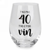 Image sur 40 Stemless Wine Glass - t'as 2 fois vin