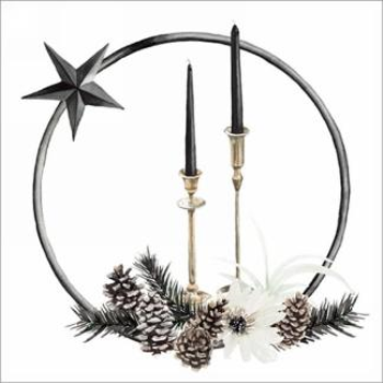 Picture of TABLEWARE - CANDLE STICKS AND PINECONES LUNCHEON NAPKIN