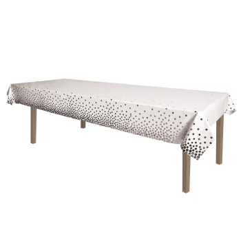 Picture of POLKA DOT - SILVER METALLIC TABLE COVER - 54" X 108"