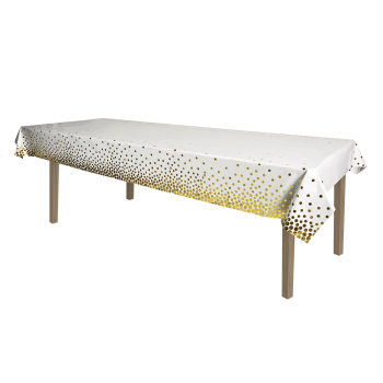 Picture of POLKA DOT - GOLD METALLIC TABLE COVER - 54" X 108"
