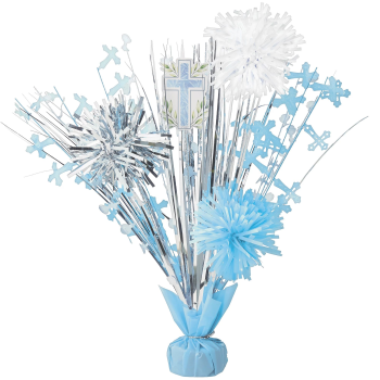 Image de COMMUNION TINSEL BURST CENTERPIECE - LT. BLUE