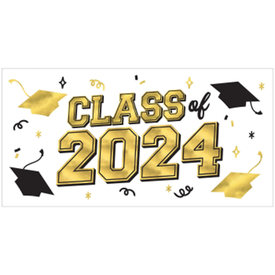 Image sur DECOR - Grad 2024 Large Horizontal Banner - Black, Silver, Gold