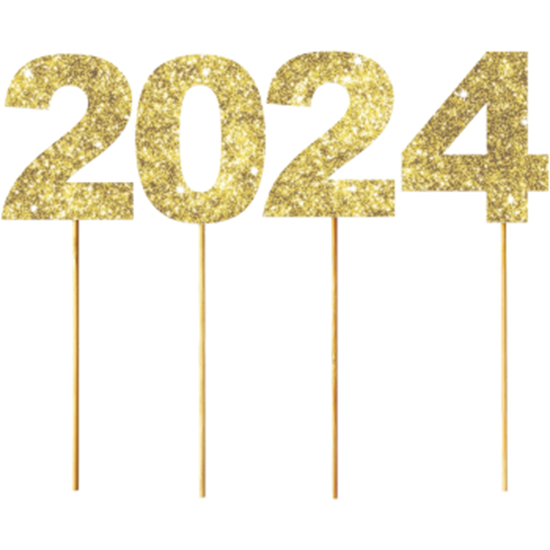 Picture of DECOR - 2024 Glitter Paper & Wood Cake Picks