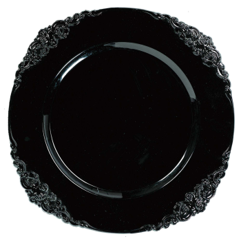 Image de TABLEWARE - Black Plastic Motif Charger