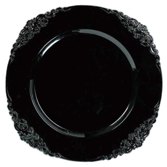 Image sur TABLEWARE - Black Plastic Motif Charger