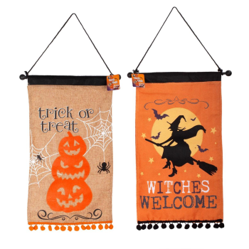 Image de HALLOWEEN BURLAP HANGING WALL BANNER