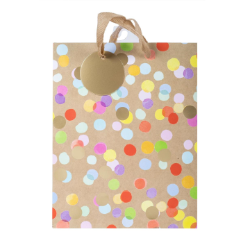 Picture of KRAFT CONFETTI DOTS GIFT BAG - MED