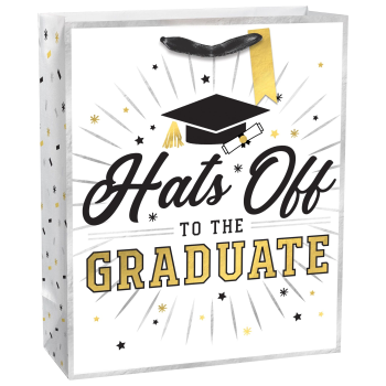 Picture of DECOR - Hats Off To The Grad Large Glossy Gift Bag