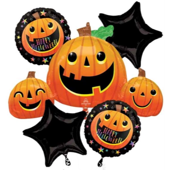 Image de BALLOON - SMILEY HALLOWEEN PUMPKINS FOIL BOUQUET